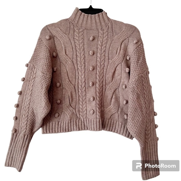 Blank NYC Turtleneck Cable Knit Cropped Bare With Me Sweater Size Medium - Picture 1 of 11